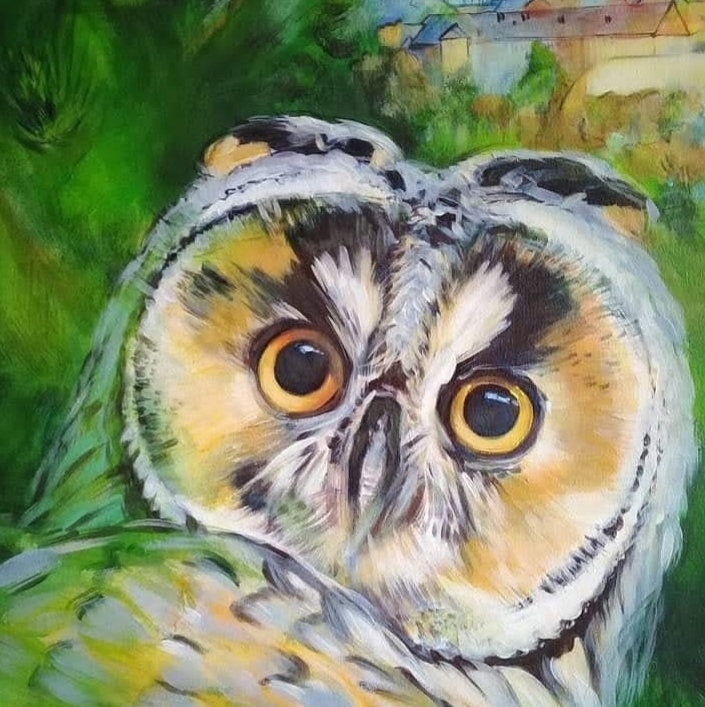 “Sowy lubią NT” 100x100 cm - obrazek 2